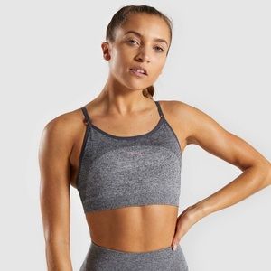 gymshark flex sports bra in charcoal marl/pink
